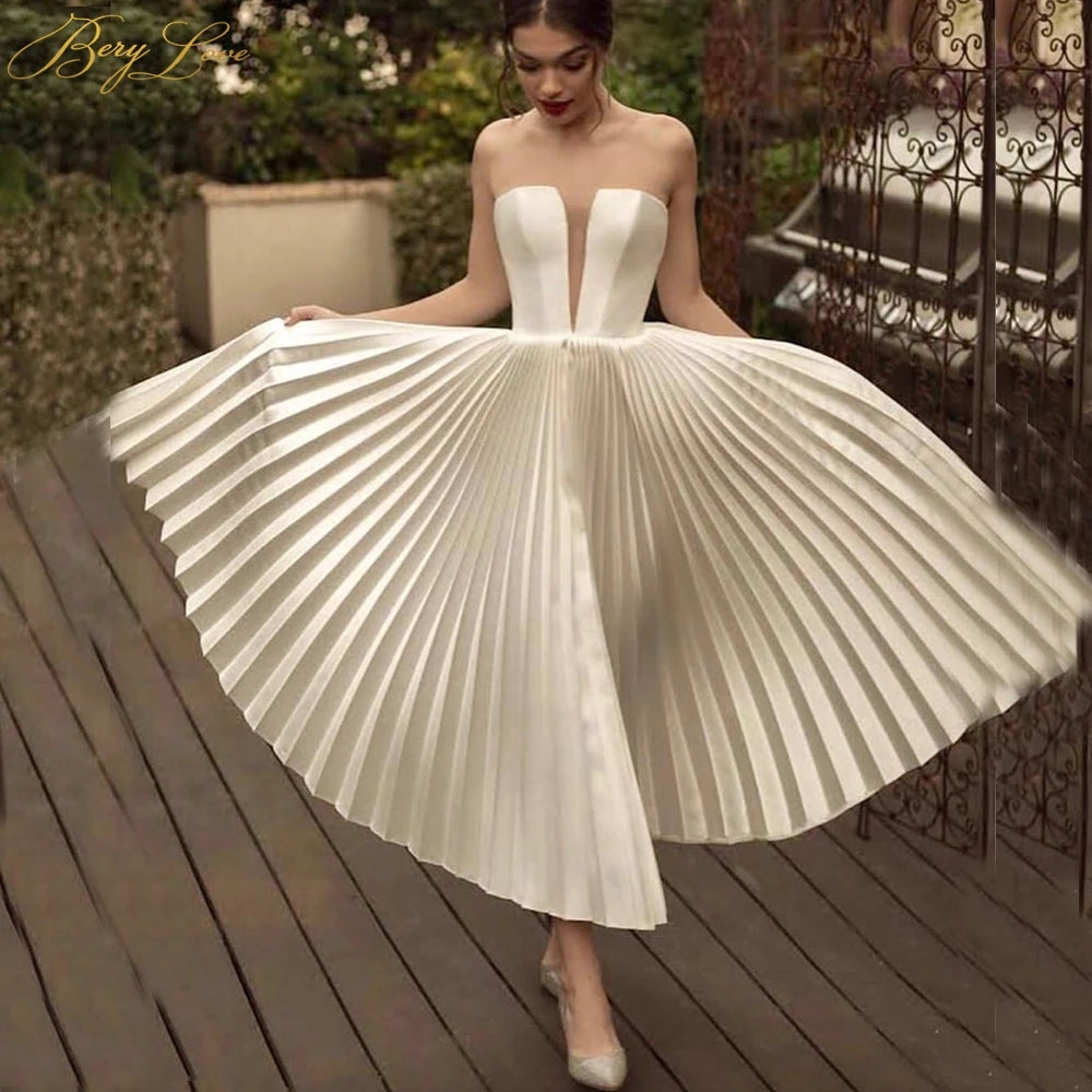 Sexy Ivory Wedding Gown Tea Length Bridal Dress OKW51 – Okdresses, image size:1000x1000