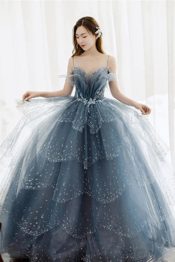 Blue sparkly hotsell ball gown