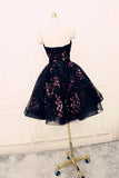 Charming Black Cute Floral Formal Dress, Black Party Dress, Homecoming Dresses OKO72