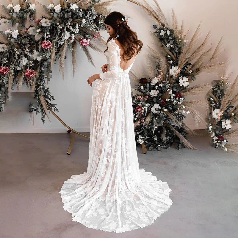 Vintage lace a line wedding dresses discount