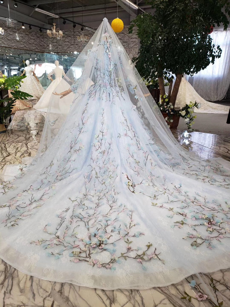 Stunning Light Blue Ball Gown Wedding Dress, Quinceanera Dresses OKJ98