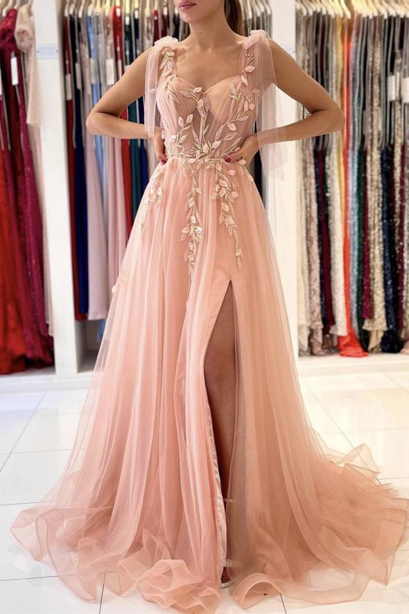Pink dress formal evening discount