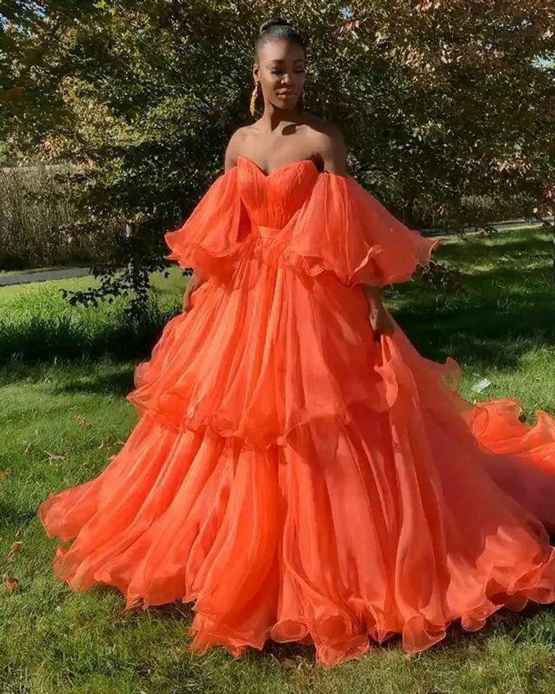 Orange 2 piece prom dress shop