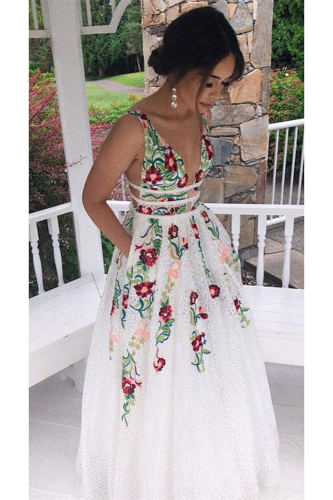 White dress floral embroidery clearance