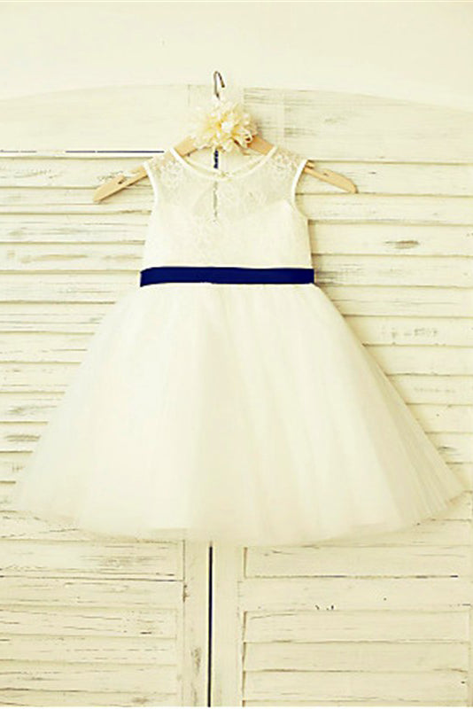 Ivory Flower Girl Dress,Bowknot Flower Girl Dresses,Tulle Flower Girl Dress