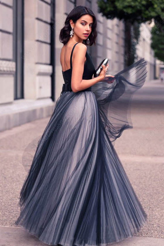 Princess V-neck Tulle Floor-length A Line Beautiful Prom Dress OK647