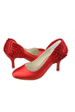 Close Toe Simple Handmade Comfy Cheap Red Wedding Shoe S91