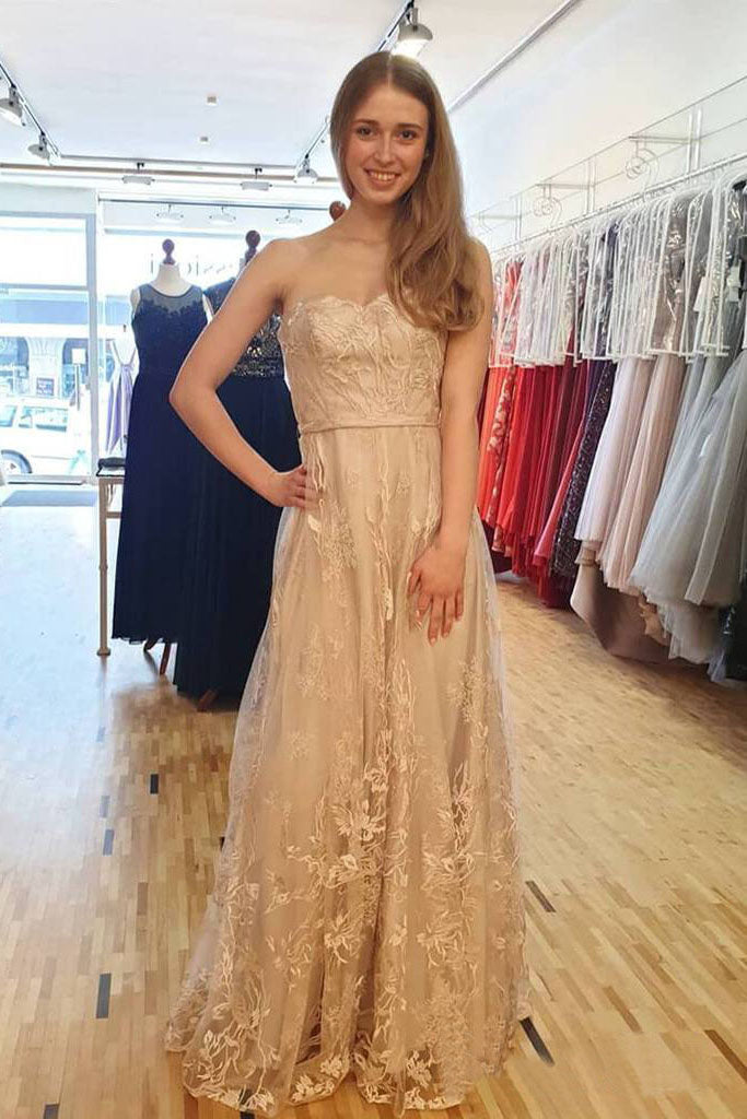 Sweetheart Long Prom Dresses Junior Formal Dresses With Lace