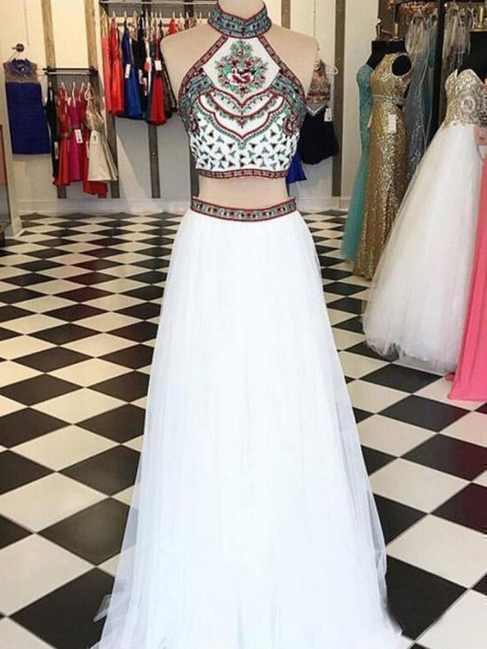 Embroidered two hotsell piece prom dress