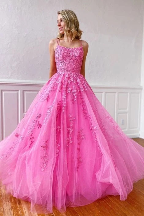 Lace Appliques Long Prom Dress Long Dance Dress Formal Dress Graduation School Party Gown OKU30