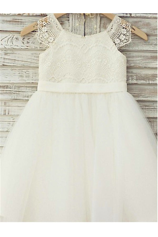 Princess Flower Girl Dress,Lace Flower Girl Dresses,Ivory Flower Girl Dress