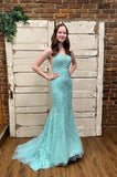 Mermaid Lace Appliques Long Prom Dress Formal Evening Dress OK1641