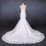 Mermaid Sweetheart Lace Appliques Long Cheap Wedding Dress OKQ10