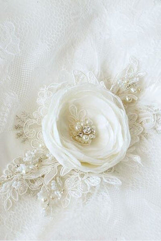 Ivory Floral Bridal Belt Applique Lace Applique Sashed Beaded Pearls BS11
