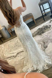 Elegant Off White Floral Lace Scoop Neck Lace-Up Mermaid Long Prom Dress OK1898