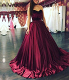 Unique A Line Sweetheart Burgundy Long Ball Gown Prom Dresses,new Evening Dresses OK252