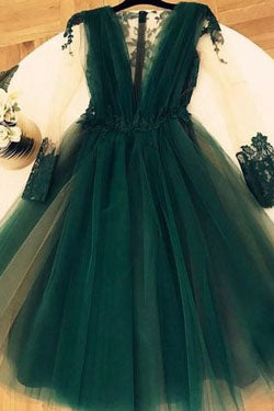 Cute A Line Tulle Green Short Homecoming Dresses,Graduation Dresses OKC22