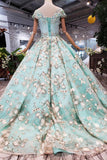 New Prom Dresses Ball Gown Quinceanera Dress With Applique Beads OKK15