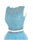 Two Pieces A Line Tulle Applique Short Homecoming/Prom Dress With Beads OK341