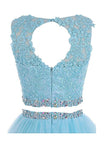 Two Pieces A Line Tulle Applique Short Homecoming/Prom Dress With Beads OK341