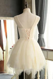 Mini Charming Tulle Short Ivory Backless Prom Dresses Homecoming Dress For Girls OK307