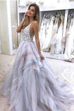 Spaghetti Strap V Neck Wedding Dress Cheap Elegant Prom Dress OKI85