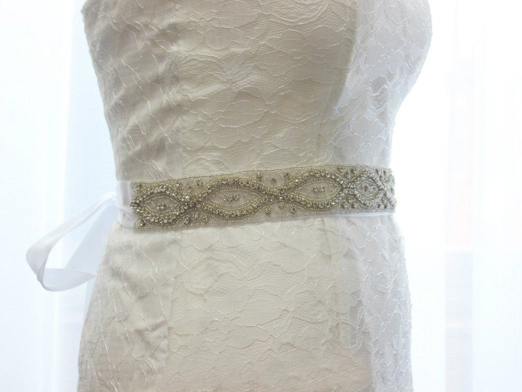 All Around Beading Bridal Belt Wedding Sashes Crystal Jeweled Sash BS9