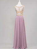 Elegant A-line Chiffon Formal Evening Dress for Women Long Beaded Prom Dress OKY54