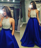 Royal Blue Prom Dresses, Long A Line Cheap Evening Dresses OKI88