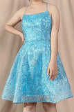 Short Homecoming Dress for Juniors A-line Graduation Spaghetti Straps Party Gown OKY48