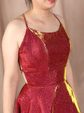 Burgundy Short Homecoming Dress with Pockets Short Prom Dress A-line Graduation Dress OKY47