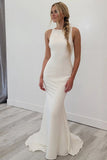 Elegant Mermaid Scoop Neck Wedding Dress N115