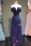 New Arrival Sequin Shiny Long Prom Dress For Women Modest Evening Gown B0005