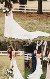 Beautiful Tulle Lace Ivory V-neck Long Sleeves Wedding Dress Bridal Gowns OK1138