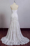 Charming Ivory Lace Mermaid Beach Wedding Dress Sweetheart Boho Bridal Dresses OKN95