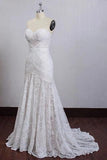 Charming Ivory Lace Mermaid Beach Wedding Dress Sweetheart Boho Bridal Dresses OKN95