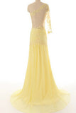 Lace Chiffon Daffodil Long Prom Dresses Evening Dresses ED0649