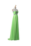 Sage Chiffon Long Beaded Empire Prom Evening Dresses ED0664