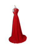 Red Lace Chiffon Beaded Long Prom Dresses ED0668