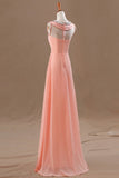 Blush Pink Chiffon Empire Long Prom Evening Dresses ED0706