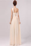 Pearl Pink Chiffon One Shoulder Empire Long Prom Dress ED0710