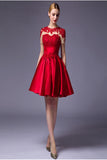 Cap Sleeves Beaded Red Lace Homecoming Cocktail Dress ED0714