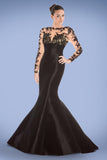 Black Long Sleeves Lace Mermaid Sheath Prom Dress ED0715