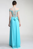 Light Sky Blue Deep V-neck Long Prom Dress ED0838