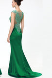 Green Lace Beaded See Through Mermaid Sexy Prom Dress ED0850