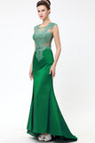 Green Lace Beaded See Through Mermaid Sexy Prom Dress ED0850