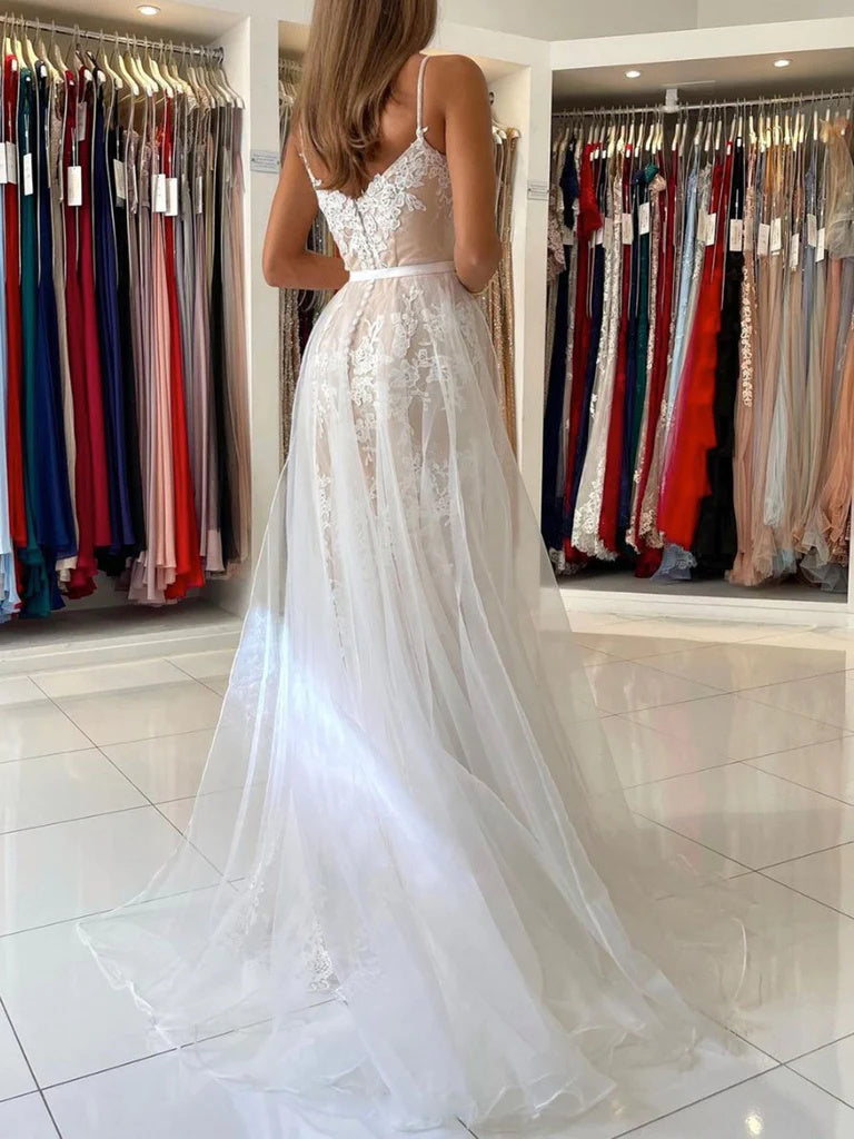 Elegant Sweetheart Mermaid Zipper Back Lace long Wedding Dresses OK1735