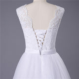Princess White Tulle Lace Top Beaded Wedding Dress, Cheap Long Bridal Dress OKJ6