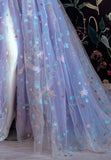 Light Purple Tulle Floral Prom Dress Off Shoulder Sweetheart Dress A-line Evening Dress OK1402