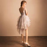 new Elegant Homecoming Dress Asymmetrical Silver Lace Short Sexy Prom Dresses OK364